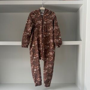 Jax & Lennon Kids Floral Hooded Romper - Brown - Autumn Floral